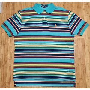 Polo Ralph Lauren Men's Sz Large Southwestern Striped Polo Shirt Short Sleeve RL